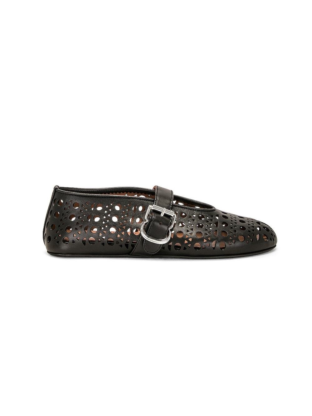 Alaia Perforated Noir Ballerina Mary Jane Flats Size 37.5 EU / US 7.5